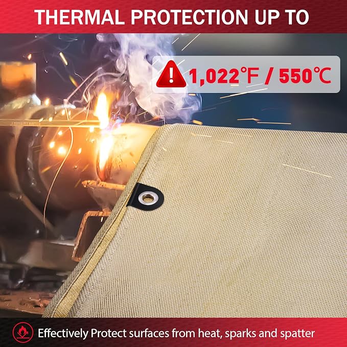 2 Pack Welding Blanket 4x6 ft - Heavy Duty Fiberglass Heat Resistant Fabric, 1022 °F Fire Resistant Blankets, High Temp Insulation Blanket for Industrial, Smoker, Camping, Grill