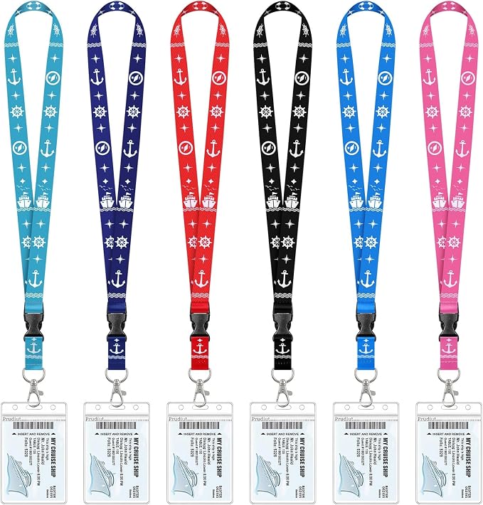 HONSIO 6 Pack Cruise Lanyard for Ship Cards, Cruise Essentials 2026 | Detachable Lanyards with Waterproof ID Badge Holders, Cruise Must Have for Carnival, Royal Caribbean, NCL