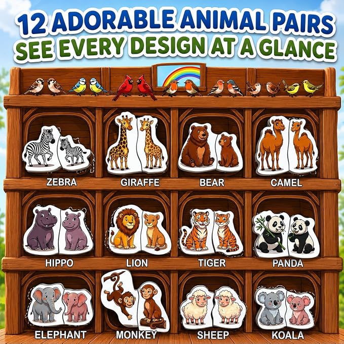 Travofun Magnetic Travel Games, Travel Toys for Toddlers 3-5, Noah's Ark | Magnetic fishing game plus matching, spelling, and story play; a quiet travel toy for toddlers 3-5 on car rides and planes.