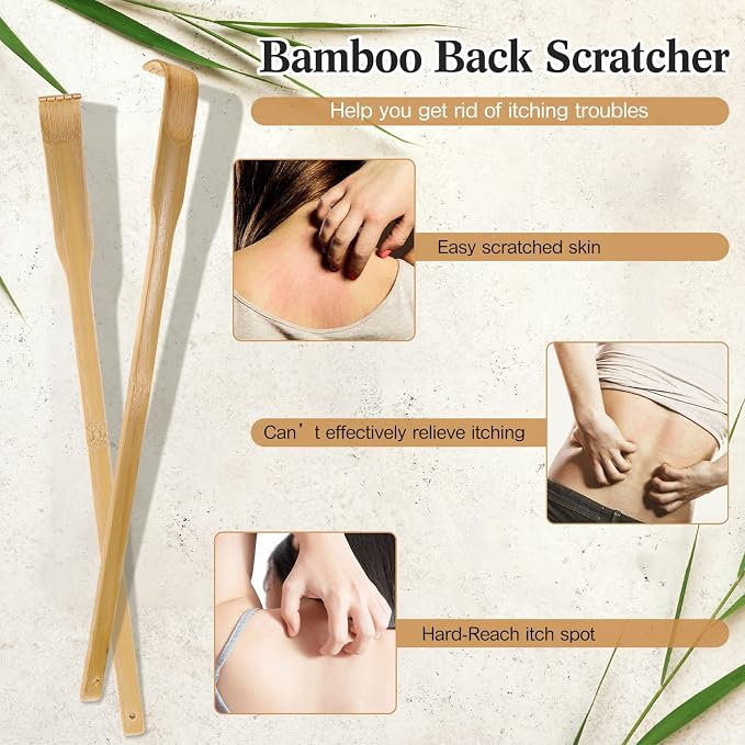 50 Pack Bamboo Back Scratchers Bulk, Long Handle Wooden Scratcher | Manual Back Scratcher for Itching Relief and Body Massage Handheld Wooden Scratcher for Elderly Men Women Family Nursing Gift