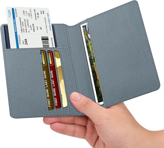 FINTIE Passport Holder, Slim Travel Wallet RFID Blocking Card Case Cover | Passport Cover Protector Essentials with Credit Card Slots, For Women/Men