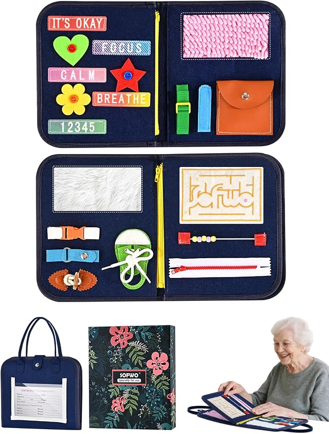 SOFWO Fidget Blanket for Adults with Dementia, Alzheimers Dementia Activities Products for Elderly and Seniors,Gift and Game for Alzheimer’s or Dementia.