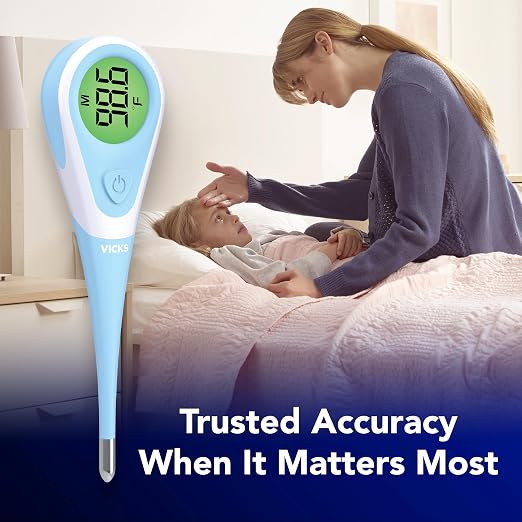 Vicks ComfortFlex Digital Thermometer for Adults & Children | Accurate Color-Coded Reading in 8 Seconds, for Oral, Rectal, or Under Arm Use
