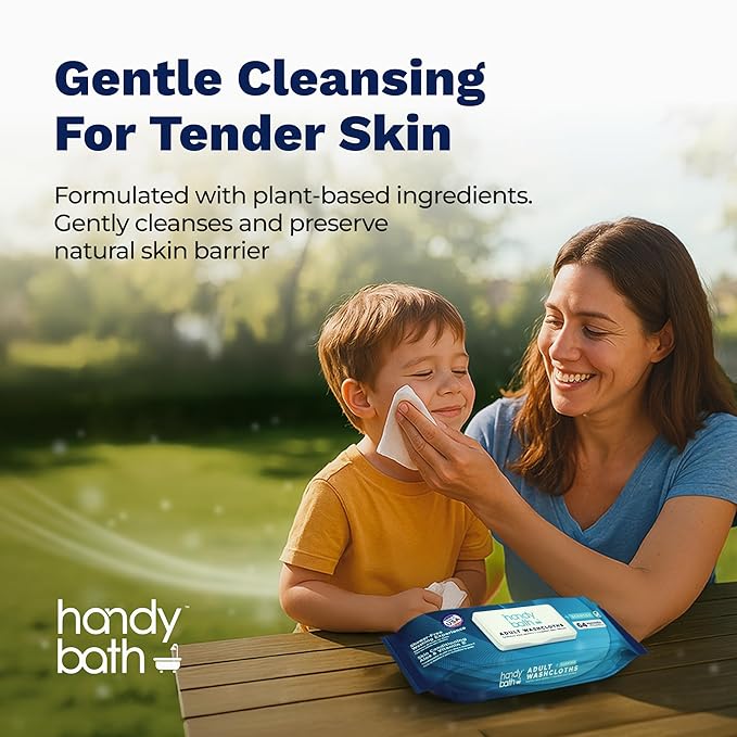 Wipes for Adult - Extra Large WashCloth, Unscented, Rinse-Free - Soft, Gentle for Sensitive Skin, Senior, Post-Surgery and Travel Hygiene