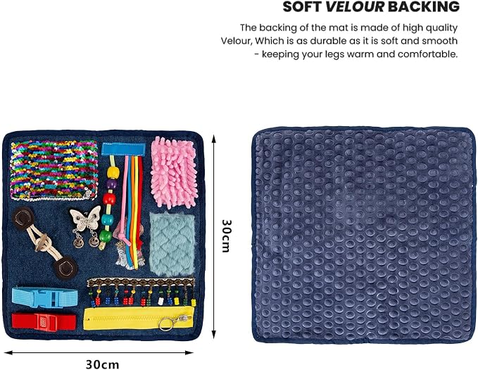 Fidget Blanket for Elderly & Dementia Patients, Sensory Motor Aid Blanket for Memory Loss Seniors, Calming Fidget Products for Alzheimer, Anxiety Relief & Restlessness Reducing Comfort Blanket