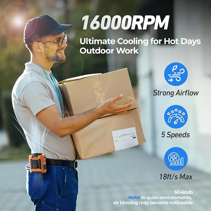 AMACOOL Portable Waist Fan Clip On, 10000mAh Wearable Shirt Fan | Gifts for Men Dad Husband, Rechargeable Powerful Belt Fans, Birthday Gifts for Women Jobsite Travel Camping Essentials 2026
