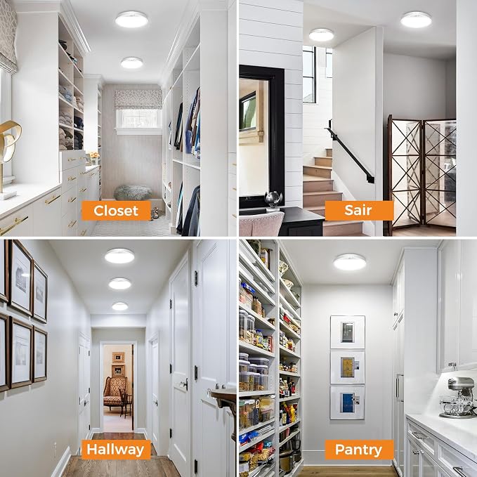 slochi Motion Sensor Light Indoor Wired, 8.7 Inch 3000K/4000K/6500K Closet Lights Motion Sensored, 18W 1800LM Flush Mount Ceiling Light for Hallway Pantry Stairwell Porch, White