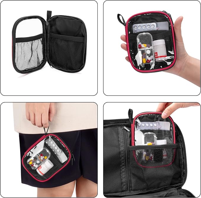 Trunab Medicine Storage and Organizer Bag Empty, Pill Bottle Organizer | with Portable Small Pouch, Home First Aid Box for Emergency Medication, Supplements or Medical Kits (Bag Only)
