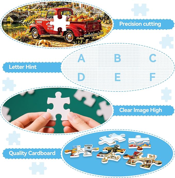 300 Piece Jigsaw Puzzle for Kids & Adults - European Village Puzzle with Lake, Colorful Houses, Bridge & Autumn Landscape, for Boys Girls Ages 8+, 20.5 x 15 in