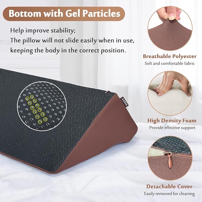 AOSSA Bed Rail Foam Wedge for Elderly Adults Safety Bed Rails Padding Railing Protector Seniors Assist Side Rails Bed Guard Hospital Medical Bumper Foam Cushion Covers Pads for Disabled 7 X 11 X 34''