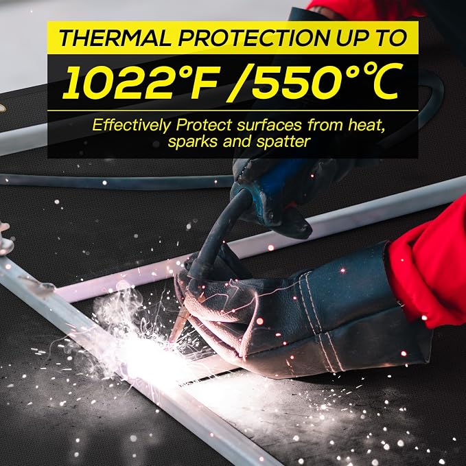 6x8ft Welding Blanket, Silicone Coated Fiberglass Fire Blanket, Welding Blanket Fireproof, Designed for in Home and Outdoor Use for Professional and Heavy-duty Welding, Cutting, and Other Uses