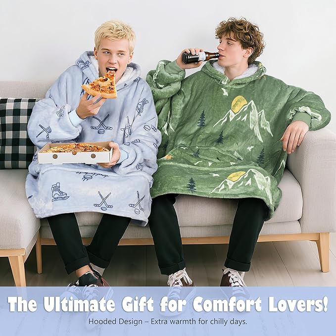 Catalonia Oversized Blanket Hoodie Sweatshirt, Wearable Sherpa Lounging Pullover for Adults Women Men
