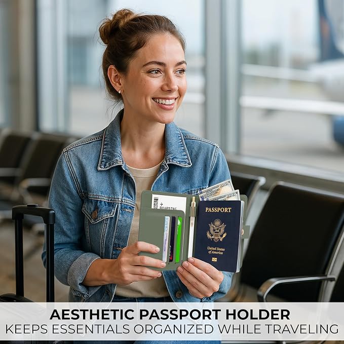 Beautiful Passport Holder for Travel – Cute Cover with Pen Holder to Keep Your Travel Documents Organized & Safe – Quality Passport Wallet for Women & Men and Great for Gifting