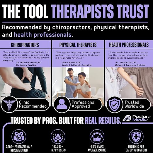 PostureMedic Plus Strength Dynamic Posture Corrector for Athletes – High Resistance Training System for Performance & Recovery – Professional Grade Posture Trainer for Men & Women - Size S (Purple)