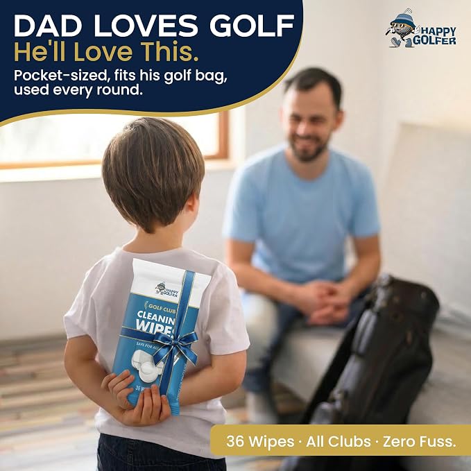 Happy Golfer Golf Gifts for Men | Golf Club Cleaning & Polishing Wipes (36 Pack) | Premium Golf Accessories for Men | Gifts for Golfers
