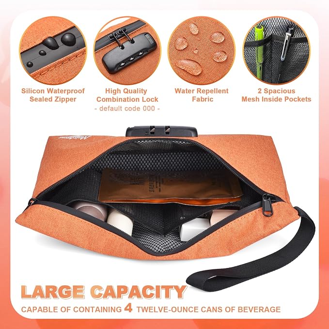 Smell Proof Bag with Combination Lock Large Storage Container Medicine Lock Bag Money Organizer Travel Storage Pouch