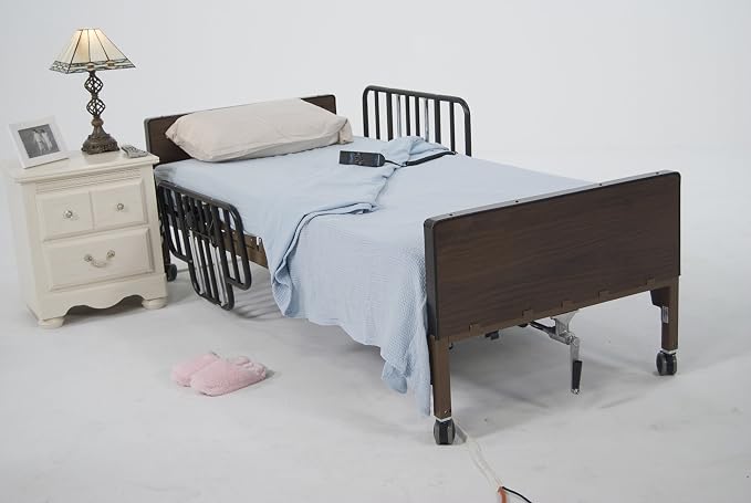Drive Medical No Gap Half Length Steel Bed Rails, Brown Vein, 2 Count | No Gap Half Length Steel Bed Rails Feature Brown Vein Finish for Secure, Reliable Adult Bed Safety