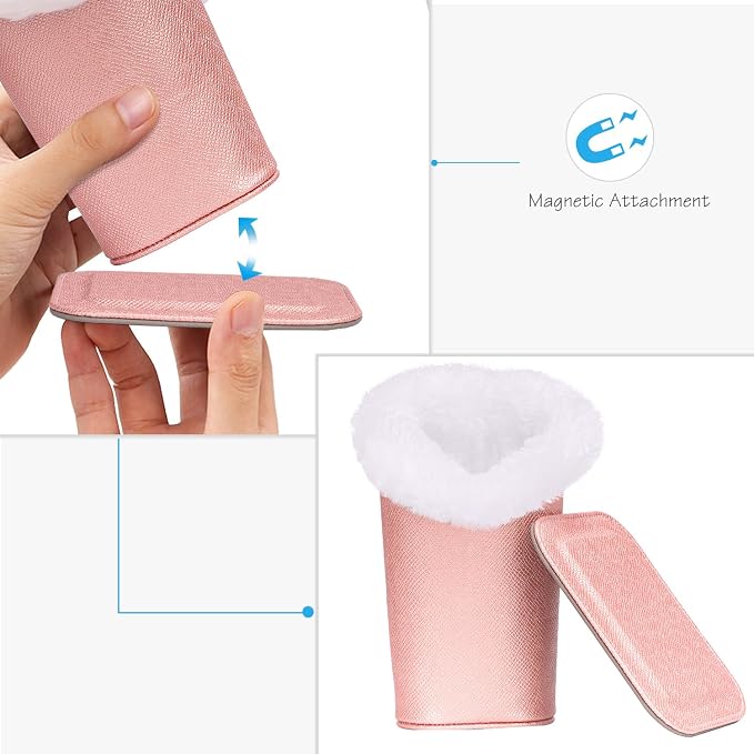 MoKo Eyeglasses Holder, Modern Velvet Plush Lined PU Leather Household Magnetic Holder Protective