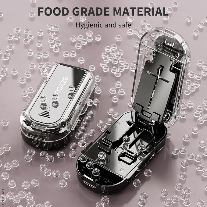ONTERATE Pill Cutter Splitter for Small & Large Pills, Adjustable Pill Splitter with Safety Guard Hidden Stainless Steel Blade, Travel Tablet Vitamin Cutter Cutting into 1/2, 1/4 (Cream)