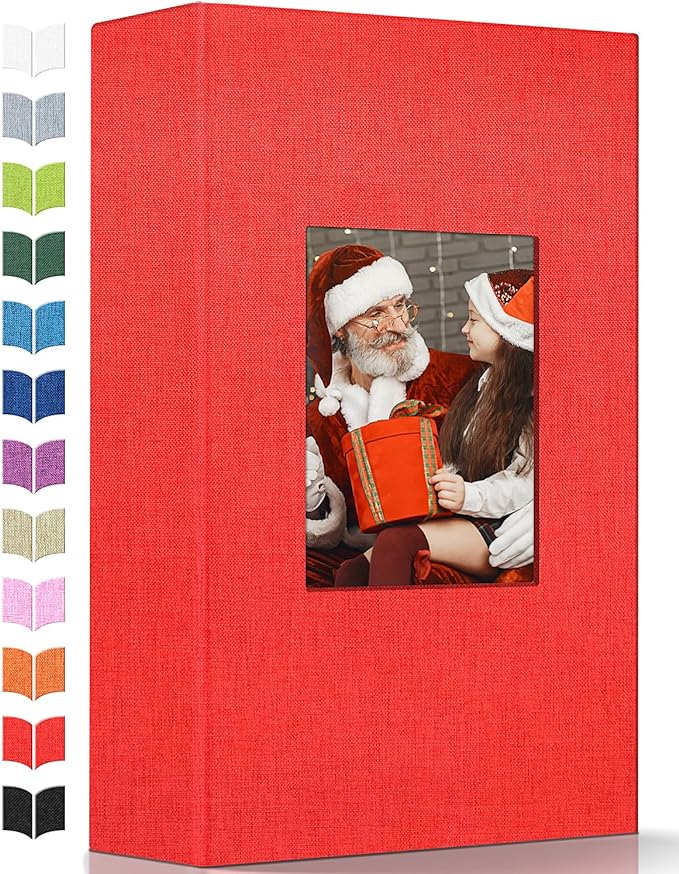 Artfeel Photo Album 4x6 with 300 Pockets,Slip-in Picture Albums,Linen Cover Memory Book with Front Window,White Page Vertical Photo Book for Wedding,Family,Anniversare,Baby,Vacation