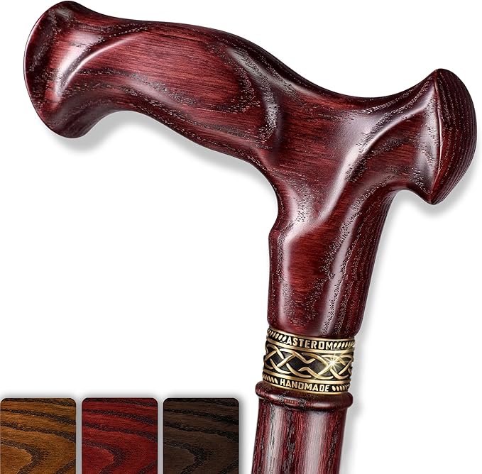 Asterom Walking Cane for Men & Women - Handmade, Ergonomic, Wooden Canes - Cool Walking Sticks for Seniors