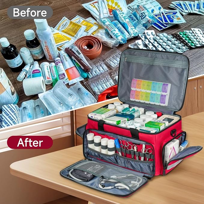 LEFOR·Z Medical Bag,First Aid Bag Empty,Home Health Nurse Bag with Detachable Divider,Medical Supplies Storage Tote for Nursing Student,Therapist,Doctors(Bag Only)