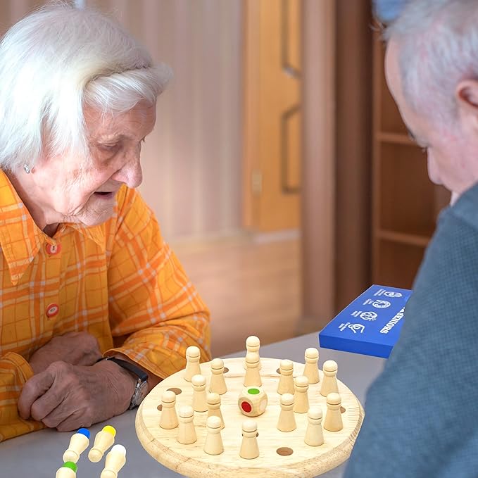 Easy Memory Games for Dementia Patients, Color Matching Dementia Activities for Seniors, Wooden Alzheimers Products for Elderly, Fidget Sensory Busy Board Gadgets Gifts