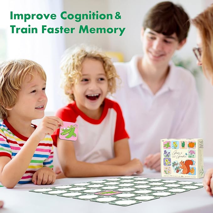 Hebayy Memory Matching Game, 72 PCS Grow A Garden Matching Cards for Toddlers 36 Designs Memory Cards Educational Toys for Preschool 4 5 6 Years Old