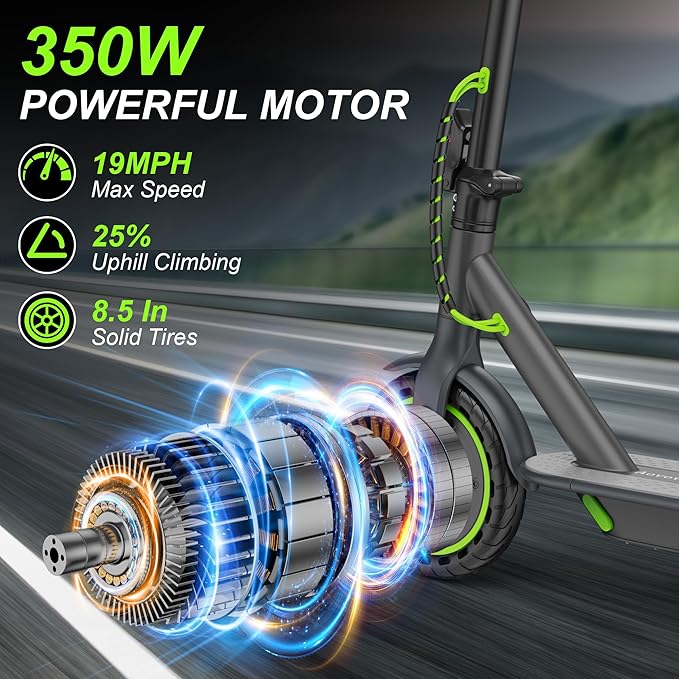 Electric Scooter for Adults, Folding E Scooter with 350W/500W Motor 16-24 Mph Top Speed, Max 15-60 Miles Long Range, 6.5''/8.5''/10''/14'' Solid Tires Commuting Scooters, Dual Brakes, APP