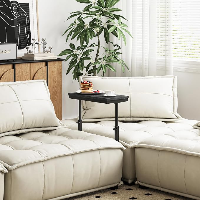 TUTOTAK End Table, Side Table, Tall Couch Table, Sofa Table, Set of 2 | for living Room, Bedroom, Black TB01BK0832