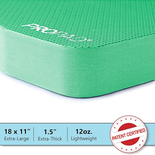 RED Home Club Thick Kneeling Pads, Garden Kneeler for Gardening, Bath Kneeler for Baby Bath, Kneeling Mat for Yoga, Knee Pad for Work, Extra Large (XL) 18 x 11 x 1.5 Inches, Green (Pack of 2)
