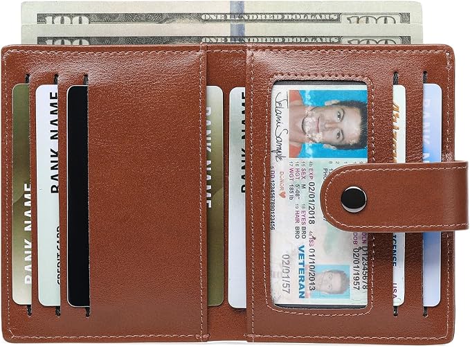 Wallet for Men Leather RFID Blocking Bifold Credit Card Holder with ID Window