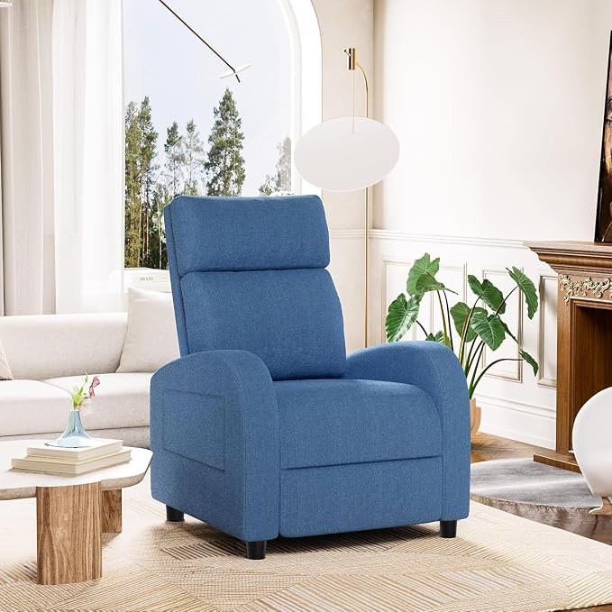 Homall Recliner Chair, Recliner Sofa Fabric for Adults, Blue Recliners | Home Theater Seating with Lumbar Support, Reclining Sofa Chair for Living Room