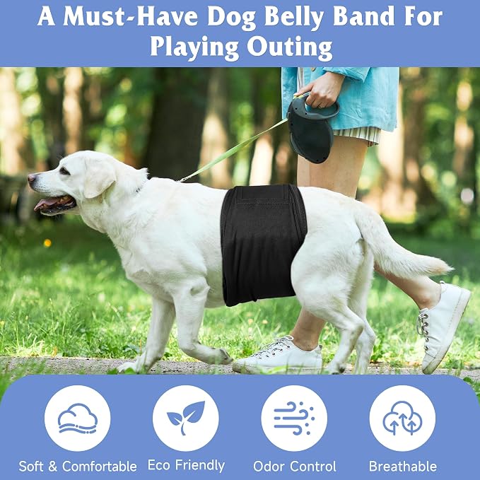 5 Pack Dog Diapers Male Reusable, Premium Belly Bands for Male Dogs, High Absorbing Dog Pee Wraps for Doggie in Incontinence or Excitable Urination and Training Black XS