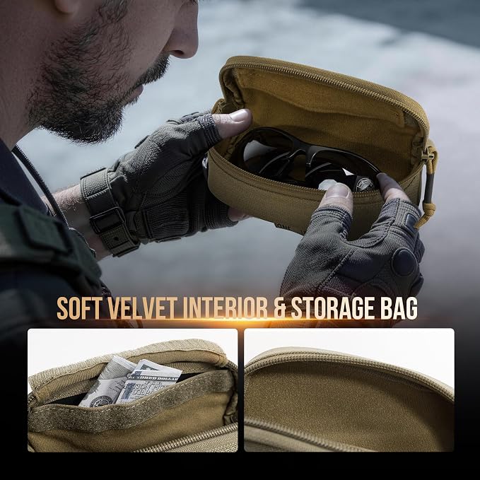 ONETIGRIS Tactical Hard Shell Eyeglasses Case Molle Zipper Sunglasses Pouch Shockproof Crush Resistant for Outdoor Activities