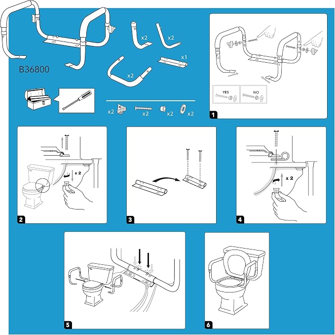 Carex Toilet Safety Frame -Safety Rails with Adjustable Width - Toilet Rails for Elderly, Handicap, Home Health Care Equipment After Surgery, Supports 300lbs (Pack of 2)