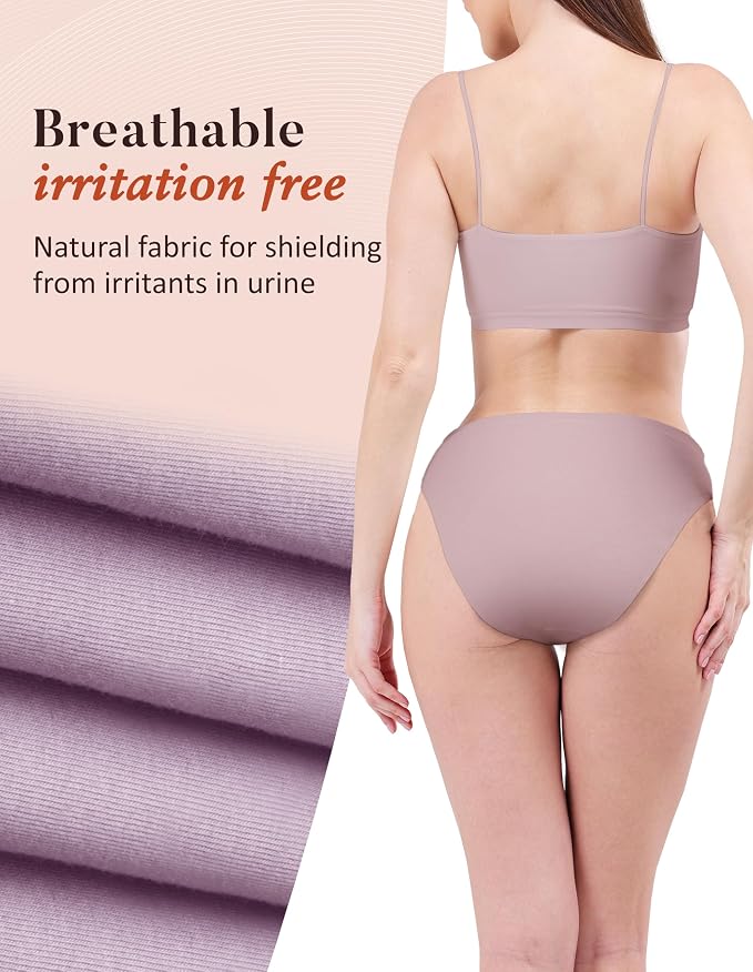 AIRCUTE Washable Leak Proof Incontinence Underwear for Women Absorbency Bladder Control Briefs 70ML,5 Pack (L,5 Colors)