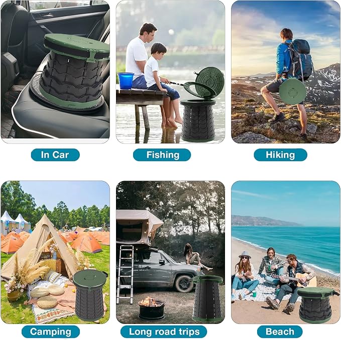 XXL Portable Toilet for Camping,880lbs Capacity,19.7" H Adjustable Outdoor Toilet with 7 Garbage Bags,Porta Potty for Adults,Collapsible Luggable Loo for Camping