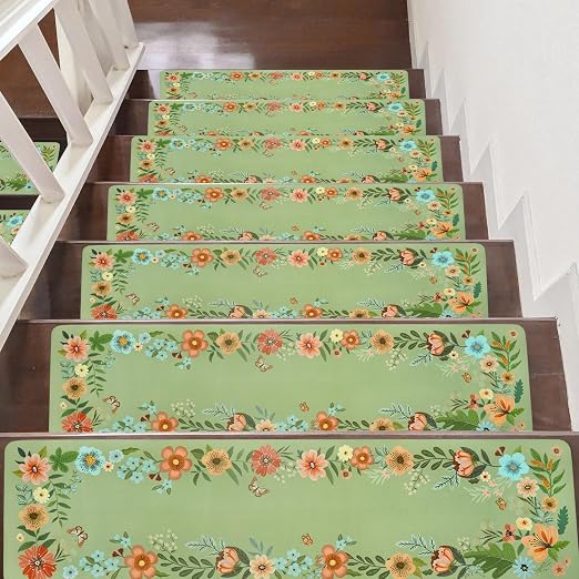 Non Slip Carpet Stair Treads for Wooden Steps Indoor, 15 Pack Stair Runners Covers Staircase Step Rugs Stair Mats for Kids Elders and Dog