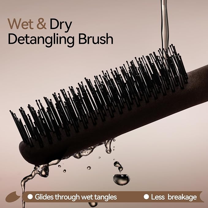 Hair Brush for Men, Detangling& Styling Hairbrush with Dual-Length Bristles | For Wet & Dry Hair, Eliminates Knots & Breakage, Suitable for Women Fine/Thin/ Short/Thick Hair, Vintage Wood Grain