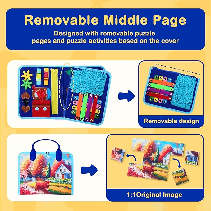 Fidget Blanket for Adults with Dementia, Dementia Activities for Seniors, Alzheimer's Products Multi-Use Busy Sensory Board, Gifts for Him Her Dementia Products for Elderly and Children with Autism