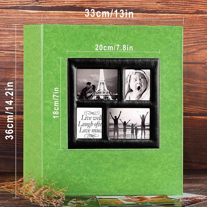 Ywlake Photo Album 4x6 500 Pockets Photos, Extra Large Capacity Family Wedding Picture Albums Holds 500 Horizontal and Vertical Photos Green