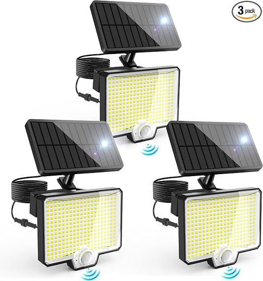 294 LED Solar Motion Sensor Outdoor Lights 7500K, 3900Lm Solar Flood Lights, IP67 Waterproof Outside Solar Powered Security Spot Lights for Porch Patio Yard Garage Fence, 3 Pack Black | AUDERWIN 294 LED, 2600Lm, Angle Adjustable Solar Powered Security ...