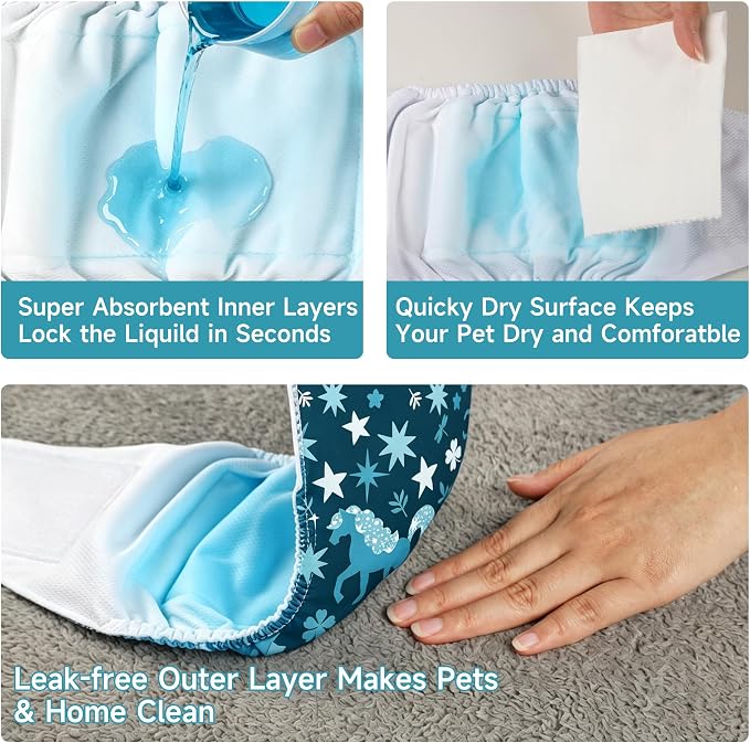 wegreeco Washable Male Dog Diapers (Pack of 3) - Washable Male Dog Belly Wrap (Mustang, Medium)