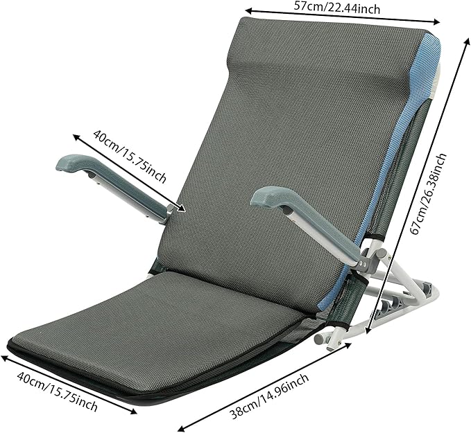 Adjustable Bed Backrest, Portable Folding Backrest for Elderly Patient Care, 20-75° Adjustable Lifting Back Support with 198 lbs Weight Capacity (Green)