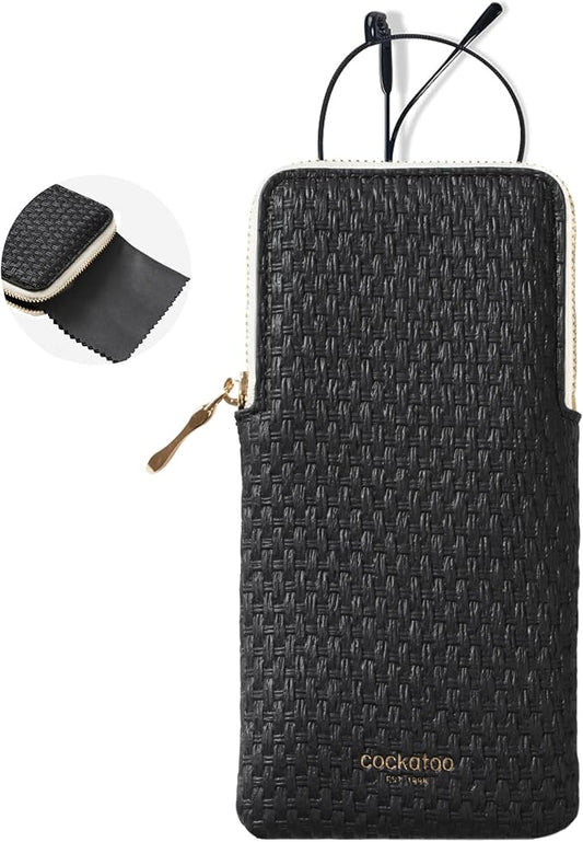 Cockatoo Portable Glasses Case, Drop-Resistant Eyewear Storage Pouch, Slim Soft Case for Sunglasses, with Cleaning Cloth