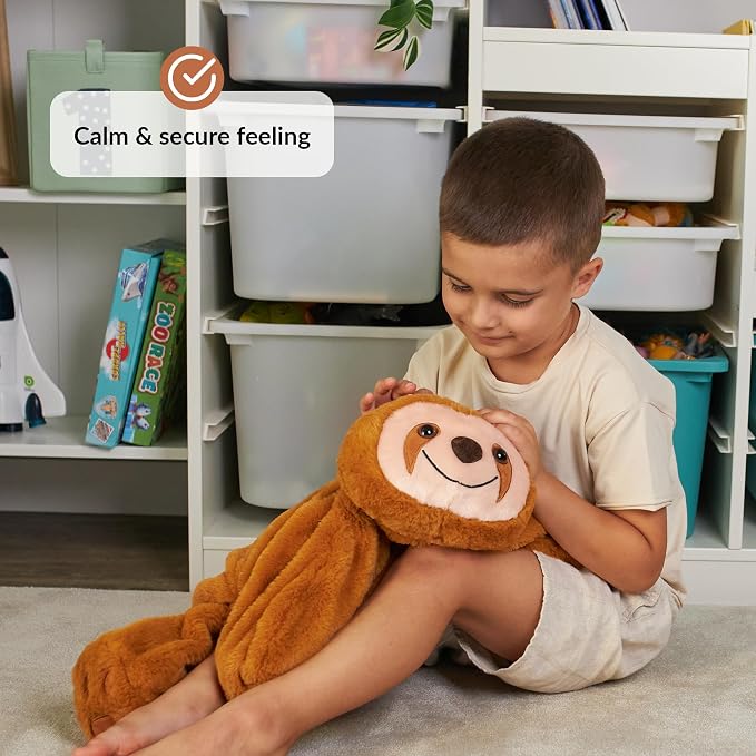 ODOXIA Weighted Lap Pad for Kids 5 Lbs | Calming & Comforting Sloth Buddy Plush | Sensory Animals Blanket | Carrying Bag Included | Washable