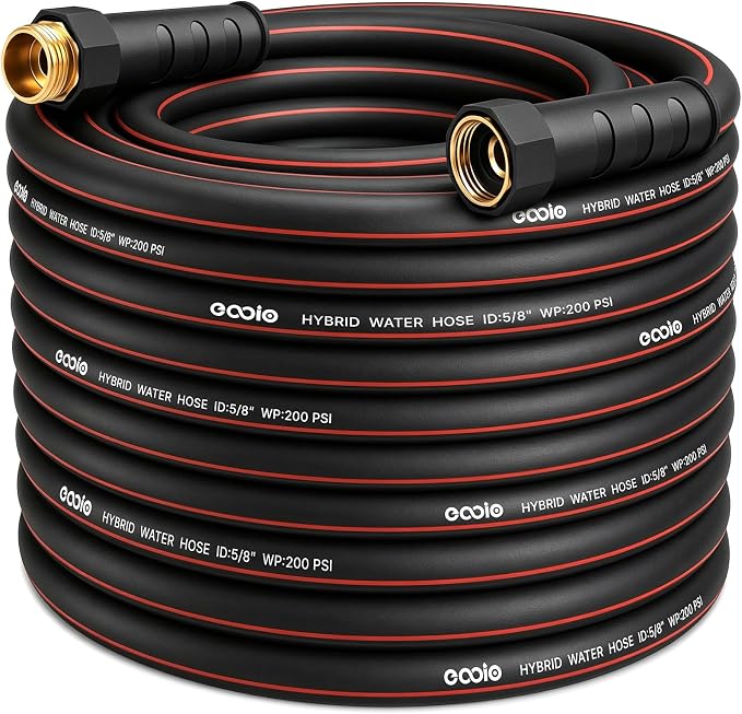 Heavy Duty Garden Hose 75ft, NON-EXPANDABLE Flexible Water Hose, Kink Resistant Lightweight Hybrid Hose, Leakproof Hose Male to Female Fittings
