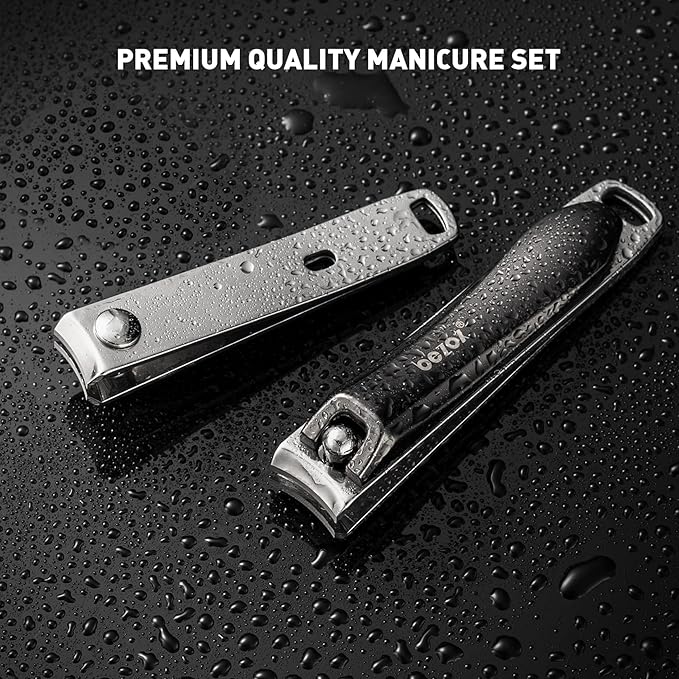 BEZOX Nails Clipper, Ergonomic Toenail and Fingernails Clipper with Non-Slip Design, Professional Finger Nail Clippers for Adults, 2 Pcs Nail Trimmers for Men and Women - Dark