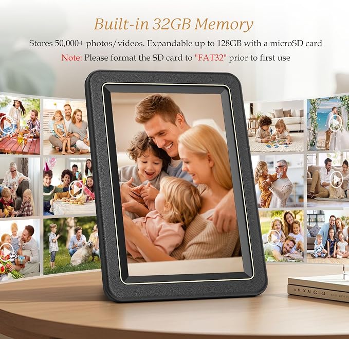 32GB Digital Picture Frame, Frameo 10.1 Inch Smart WiFi Digital Photo Frame | 1280x800 IPS Touch Screen, Instant App Sharing, Auto-Rotate, Tabletop&Wall Mount ,Electronic Gift for Parents Grandparents